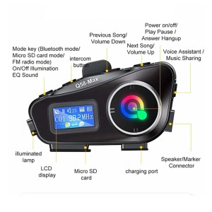 هدست بلوتوث کلاه کاسکت مدل Q58 MAX دو نفره